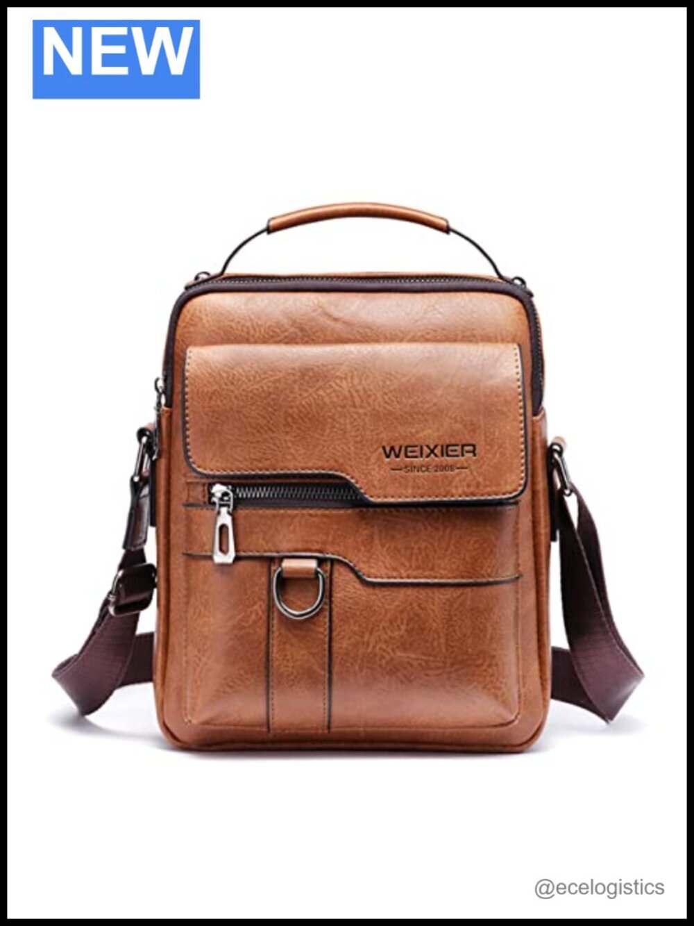 PU Leather Messenger Bag Crossbody Shoulder Bag Vintage Handle 6 Pockets